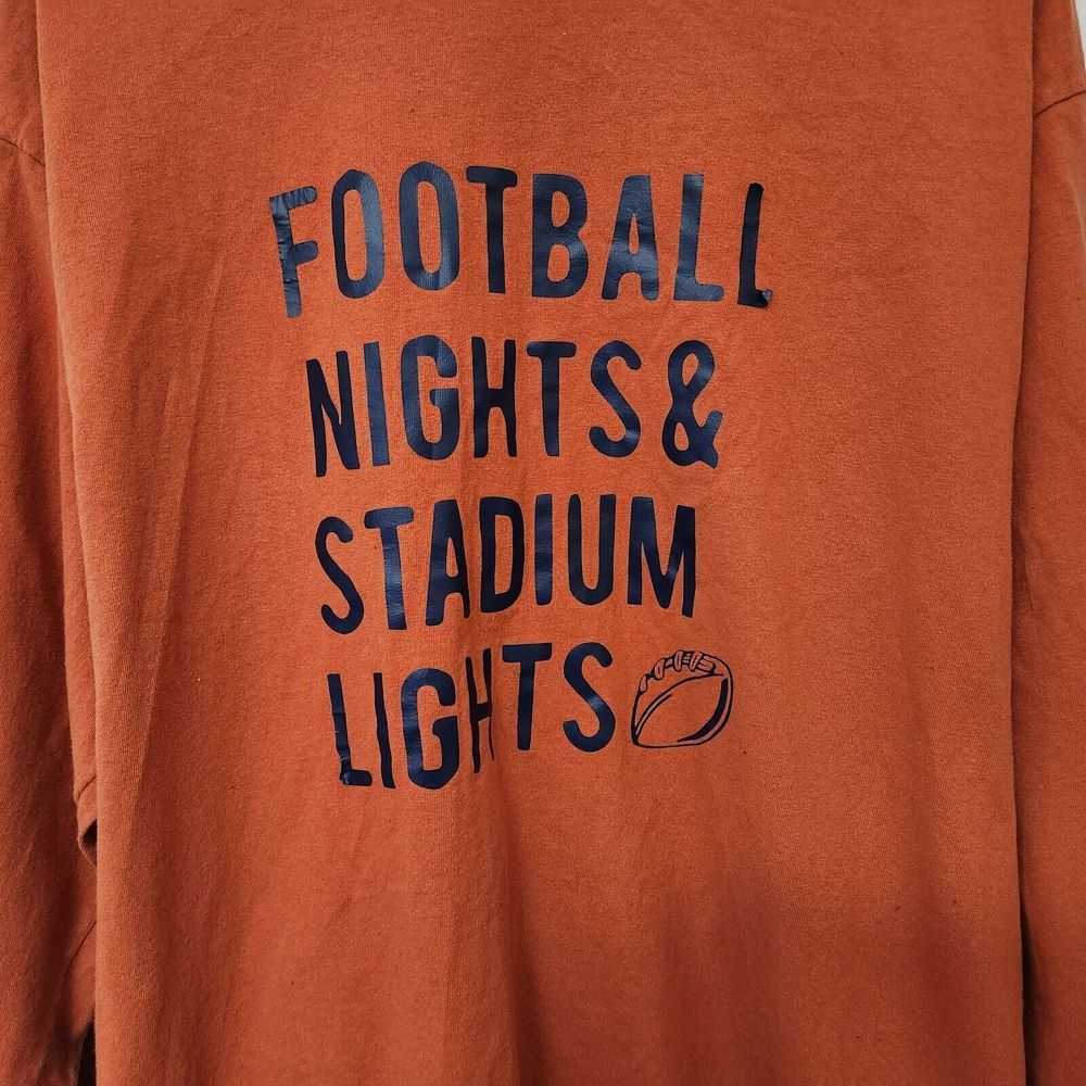 GILDAN Men's Orange Crew Neck Football Theme Long Sleeve Shirt Size XL - Picture 4 of 8